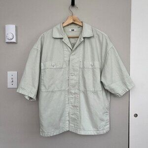 Uniqlo U - Oversized Work Short Sleeve Shirt - Light Blue